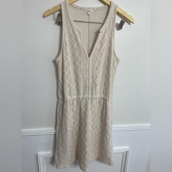 Splendid Paola Crochet Lace Mini Dress Sleeveless Pocket V-Neck Size Small Cream - Picture 5 of 9